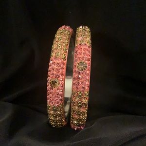 Small! Ethnic Rhinestone/metal  Bangle Set